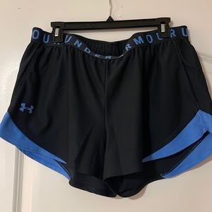 Black and Blue Under Armour Loose HeatGear Athletic Shorts